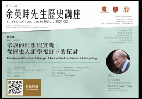Yu Ying-shih Lecture in History 2021/22 – Prof. David Faure on “The Ideal and Practice of Lineage: A Perspective from Historical Anthropology”